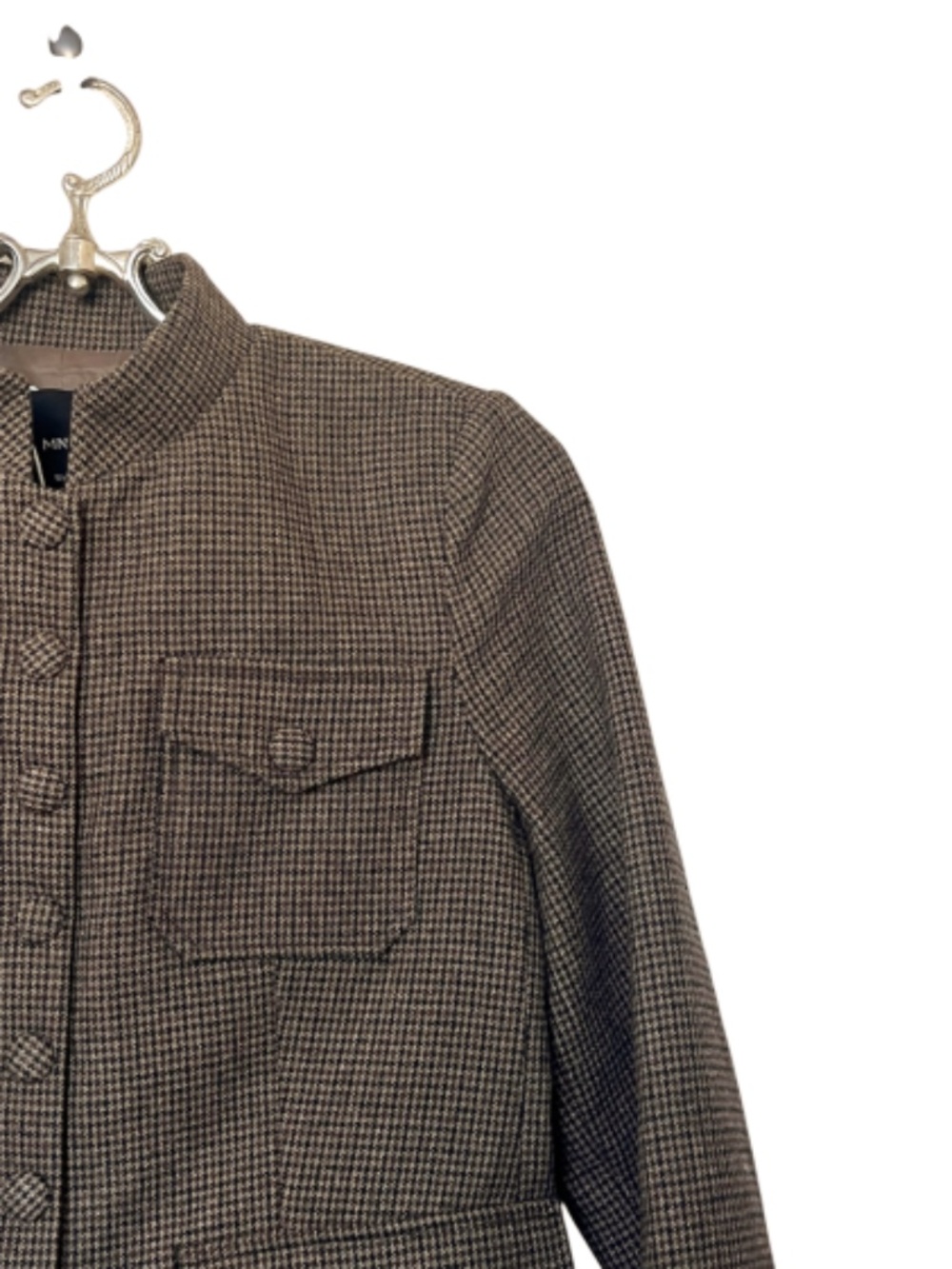 Mango Micro-Houndstooth Wool Jacket Size Small - Picture 5 of 15